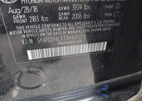 2018 Hyundai Elantra Se from USA, damaged, VIN 5NPD74LF1JH401274